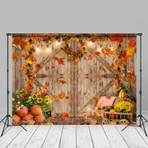 Aperturee - Maples Wood Door Pumpkin Sunflower Autumn Backdrop